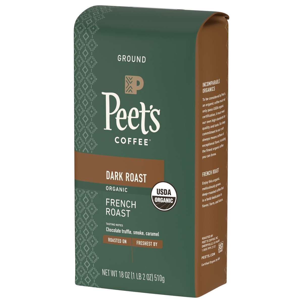 slide 4 of 9, Peet's Coffee, French Roast Organic Dark Roast Ground Coffee - 18oz Bag, 18 oz