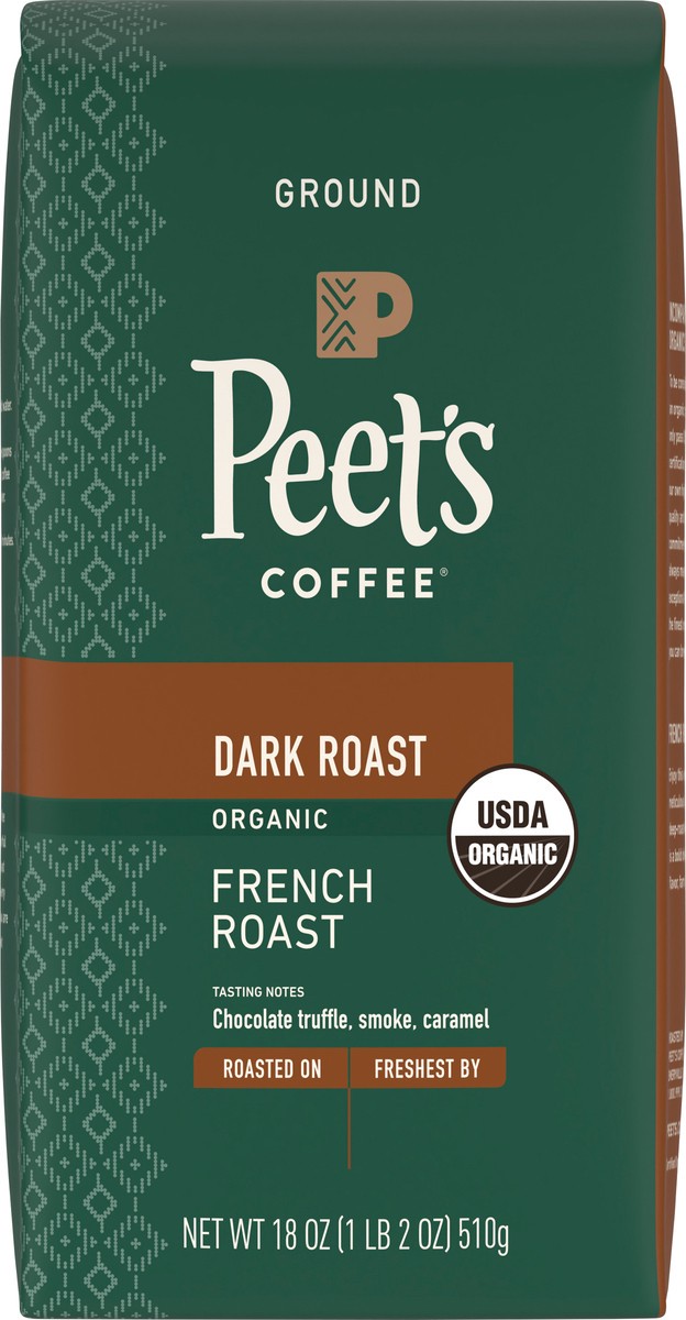 slide 3 of 9, Peet's Coffee, French Roast Organic Dark Roast Ground Coffee - 18oz Bag, 18 oz