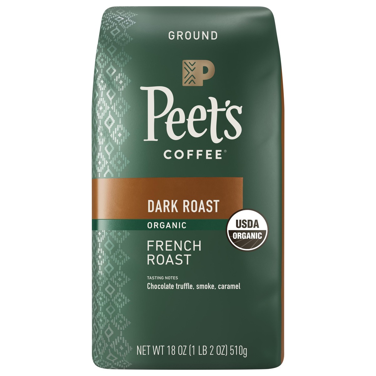 slide 1 of 9, Peet's Coffee, French Roast Organic Dark Roast Ground Coffee - 18oz Bag, 18 oz