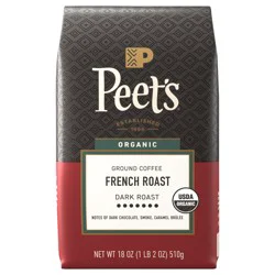 Peet's Coffee, French Roast Organic Dark Roast Ground Coffee - 18oz Bag
