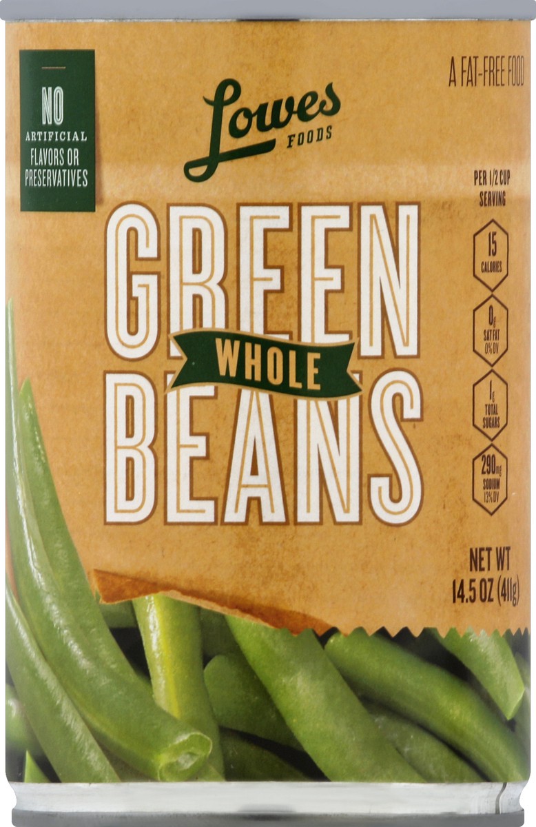 slide 2 of 2, Lowes Foods Whole Green Beans, 14.5 oz