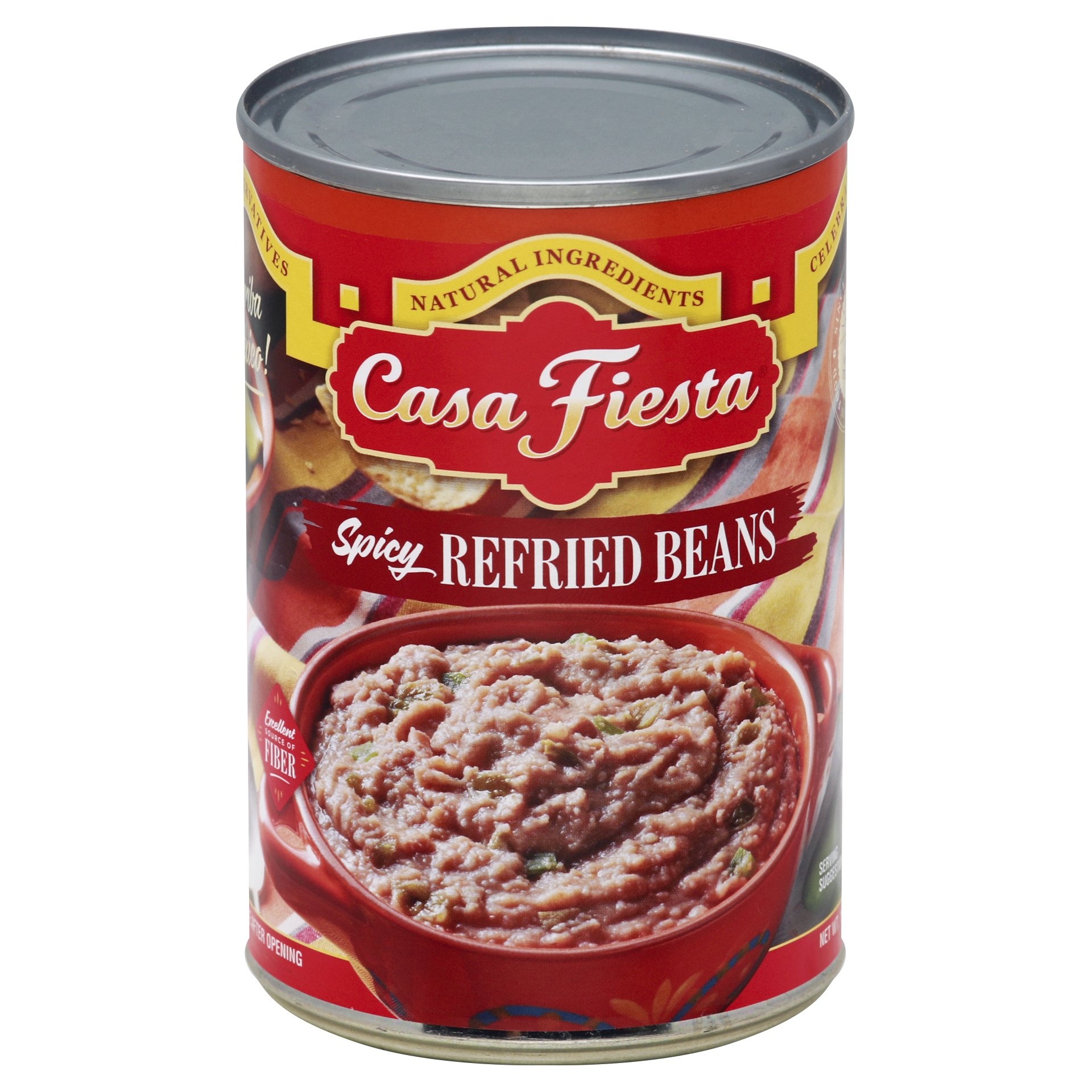 slide 1 of 2, Casa Fiesta Medium Spicy Refried Beans with Jalapeno Pieces, 15.5 oz