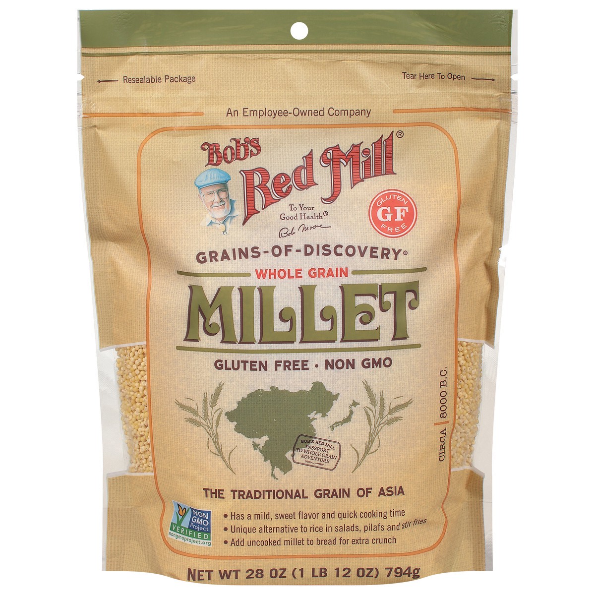 slide 1 of 9, Bob's Red Mill Whole Grain Millet, 28 oz