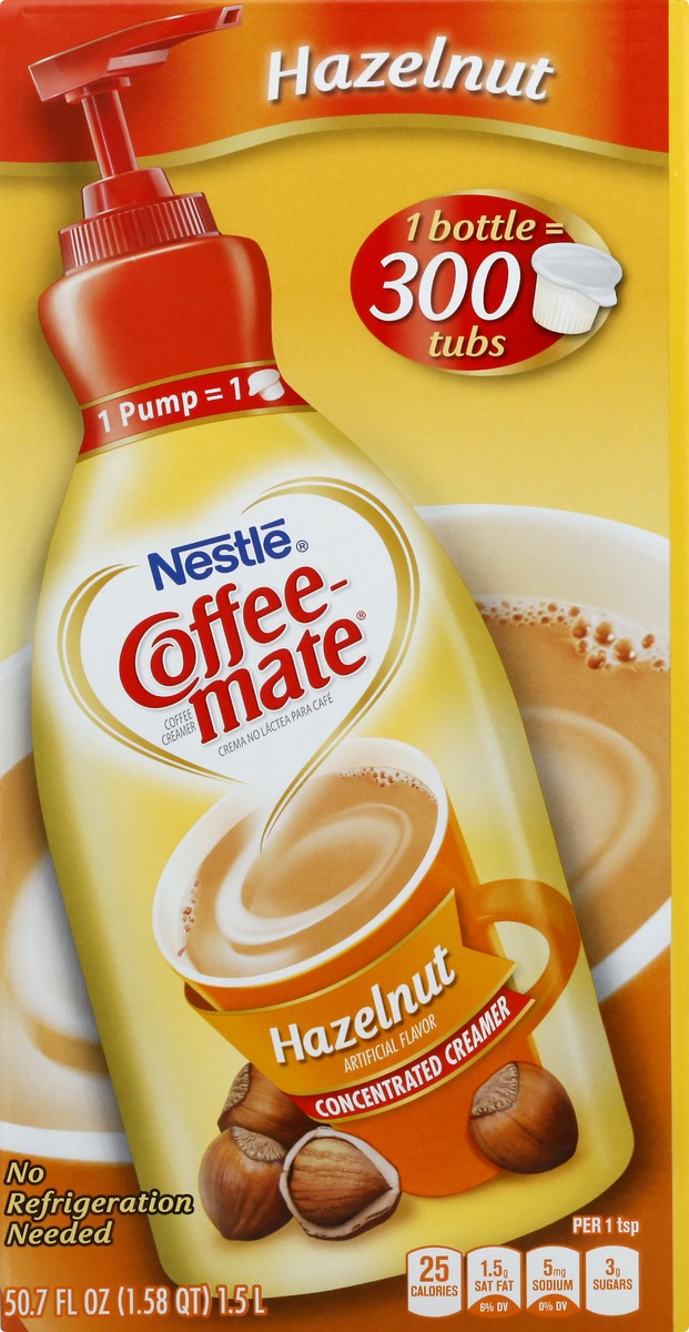 slide 7 of 10, Coffee-Mate Creamer Pump Hazelnut, 1.5 liter