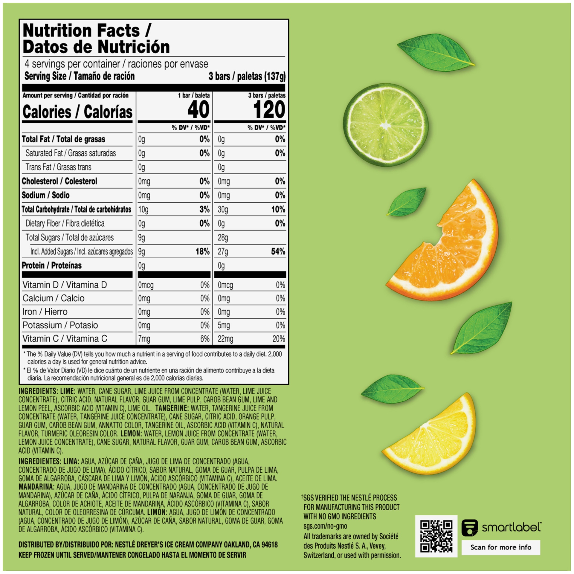 slide 3 of 6, Outshine Lime, Tangerine, and Lemon Frozen Fruit Pops, Variety Pack, 12 Count, 12 ct