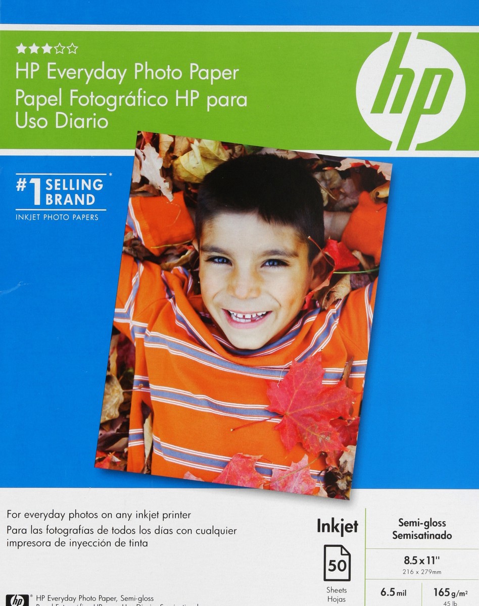 slide 4 of 7, HP Everyday Glossy Photo Paper, 8-1/2" x 11", 50 ct