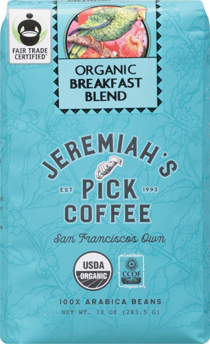 slide 4 of 11, Jeremiah's Pick Coffee Organic Medium Dark Breakfast Blend Coffee - 10 oz, 10 oz