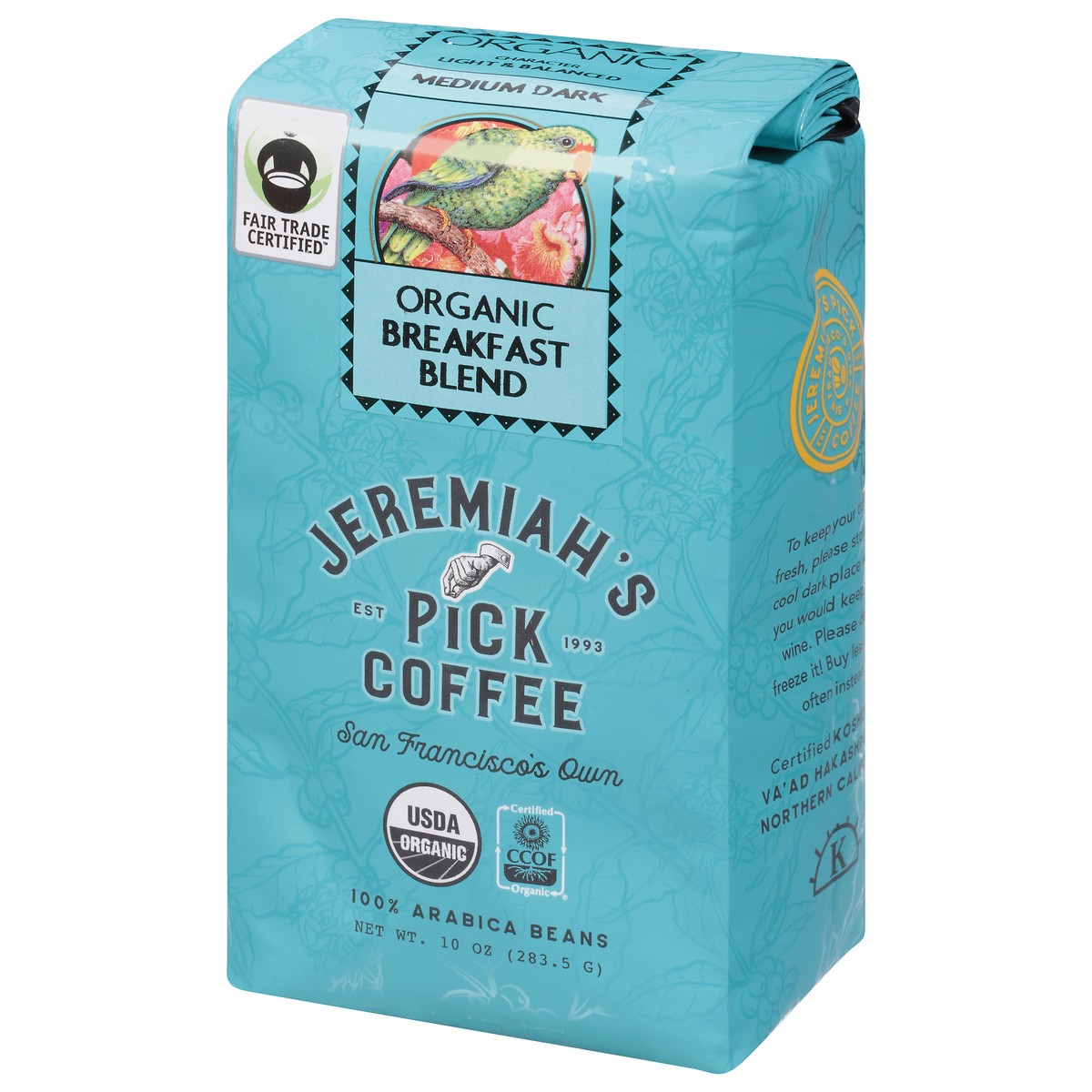 slide 7 of 11, Jeremiah's Pick Coffee Organic Medium Dark Breakfast Blend Coffee - 10 oz, 10 oz