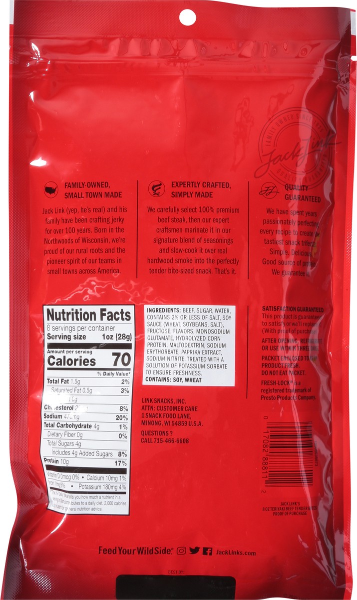 slide 6 of 9, Jack Link's Teriyaki Beef Tender Bites Half Pounder 8 oz, 8 oz