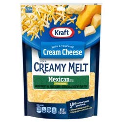 Kraft Mexican Style Four Cheese Shredded Cheese With A Touch Of Cream Cheese for a Creamy Melt, 8 oz Bag