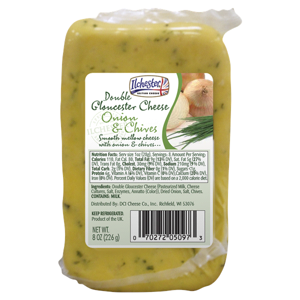 slide 1 of 1, Ilchester Cheese Double Gloucester With Onion & Chives, 8 oz