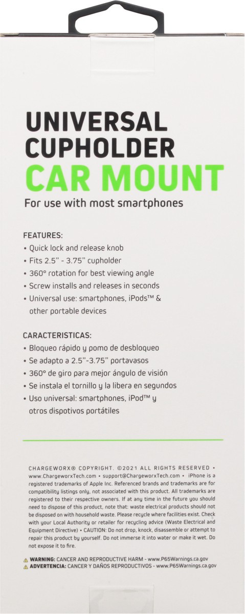 slide 4 of 10, Chargeworx Universal Cupholder Car Mount 1 ea, 1 ea