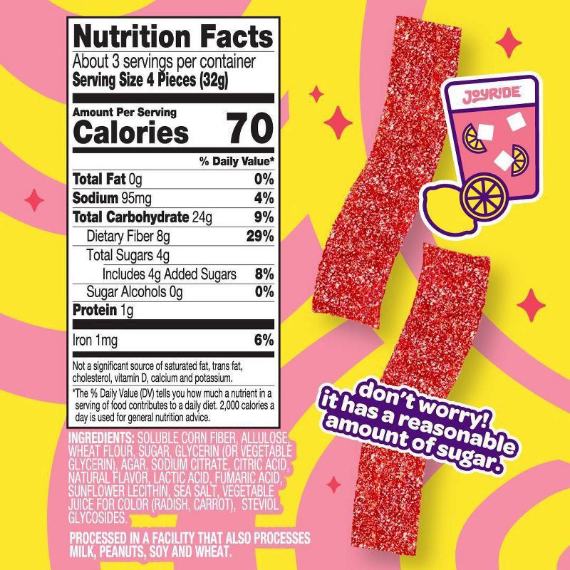 slide 3 of 3, Joyride Sweets Candy Sour Raspberry Lemonade Strips - 3.5oz, 3.5 oz