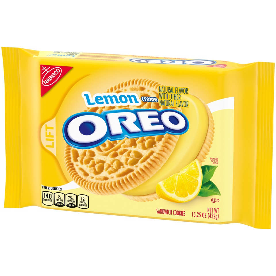 slide 4 of 8, Oreo Lemon Creme Sandwich Cookies, 15.25 oz