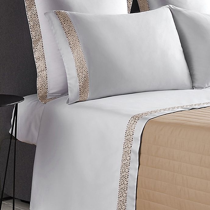 slide 1 of 2, Frette At Home Puntini 280-Thread Count King Sheet Set - White/Beige, 1 ct