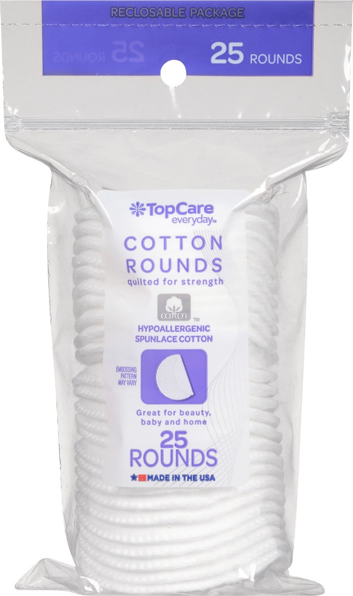 slide 1 of 9, TopCare Everyday Cotton Rounds 25 ea, 25 ct