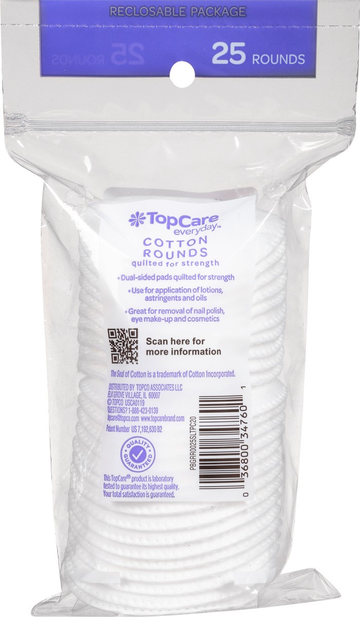 slide 6 of 9, TopCare Everyday Cotton Rounds 25 ea, 25 ct