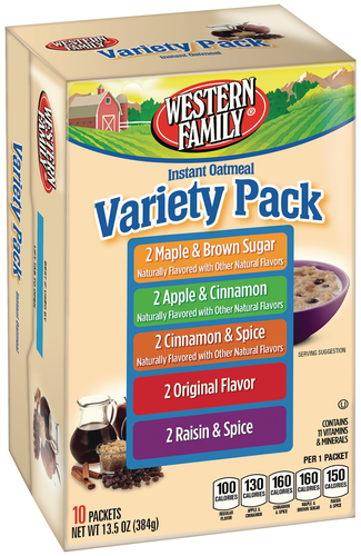 slide 1 of 1, Western Family Instant Oatmeal Variety Pack, 13.5 oz