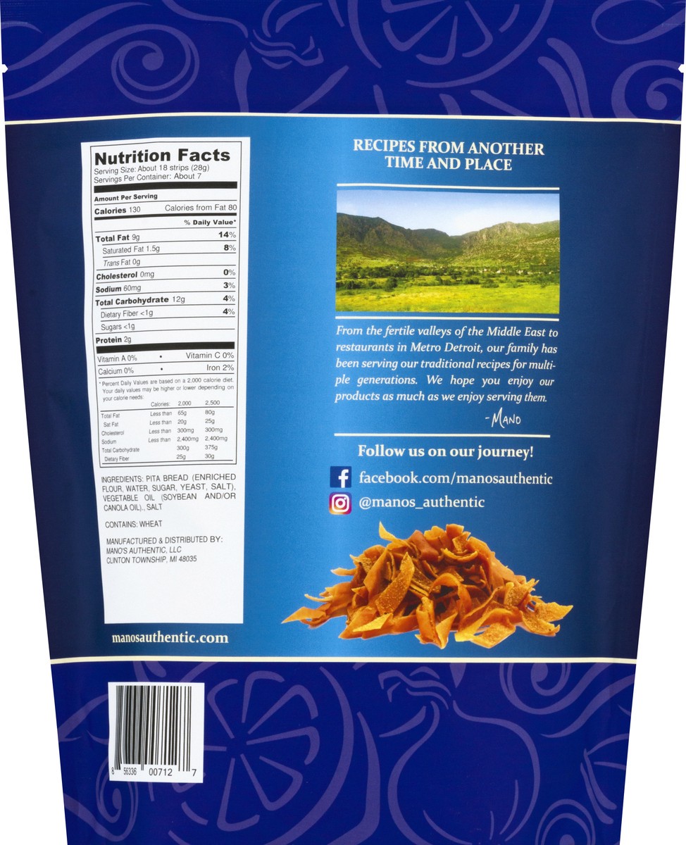 slide 6 of 12, Mano's Manos Authentic Pita Strips - Lightly Sa, 6.5 oz