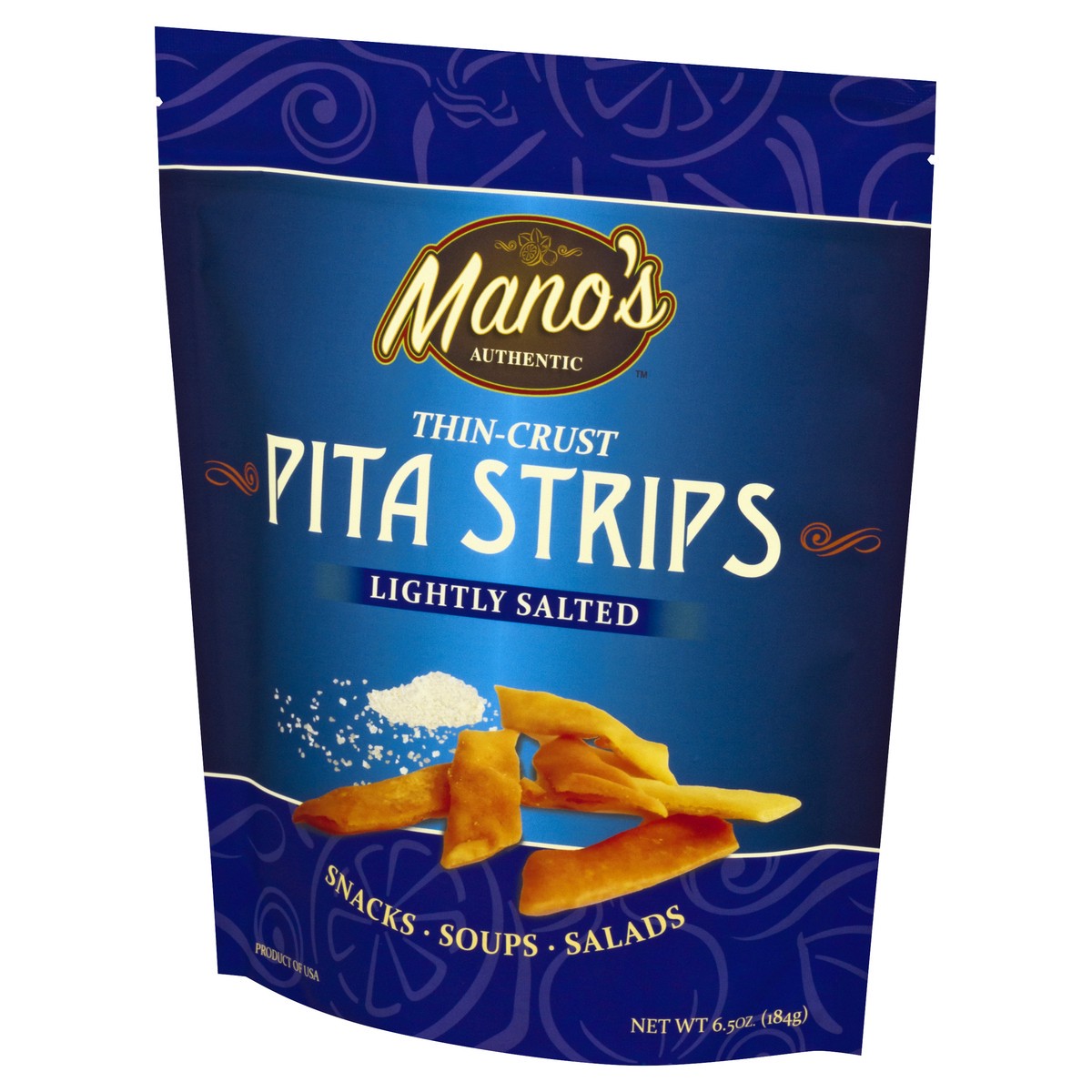 slide 3 of 12, Mano's Manos Authentic Pita Strips - Lightly Sa, 6.5 oz