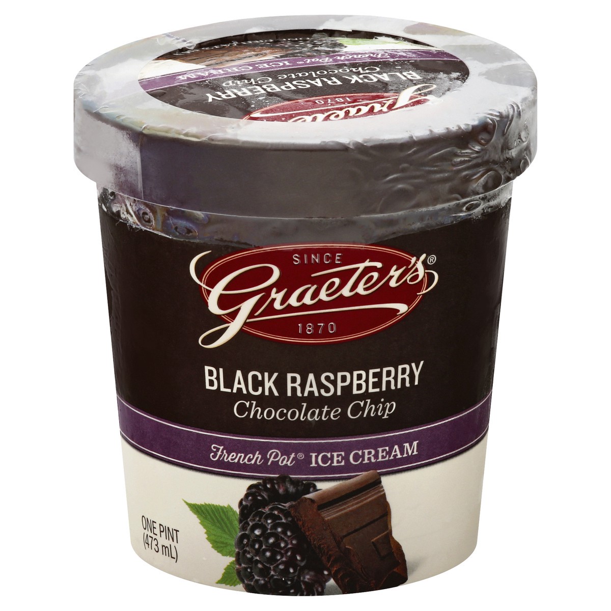 slide 1 of 9, Graeter's Black Raspberry Chocolate Chip Ice Cream, 16 oz