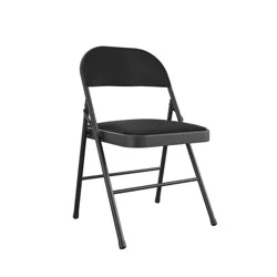 Premium Fabric Padded Metal Folding Chair - Black