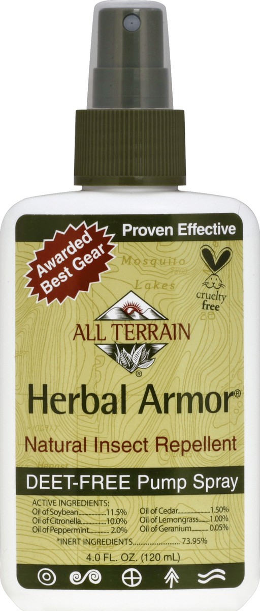 slide 1 of 3, All Terrain Herbal Armor Deet Free Natural Insect Repellent Spray, 4 oz