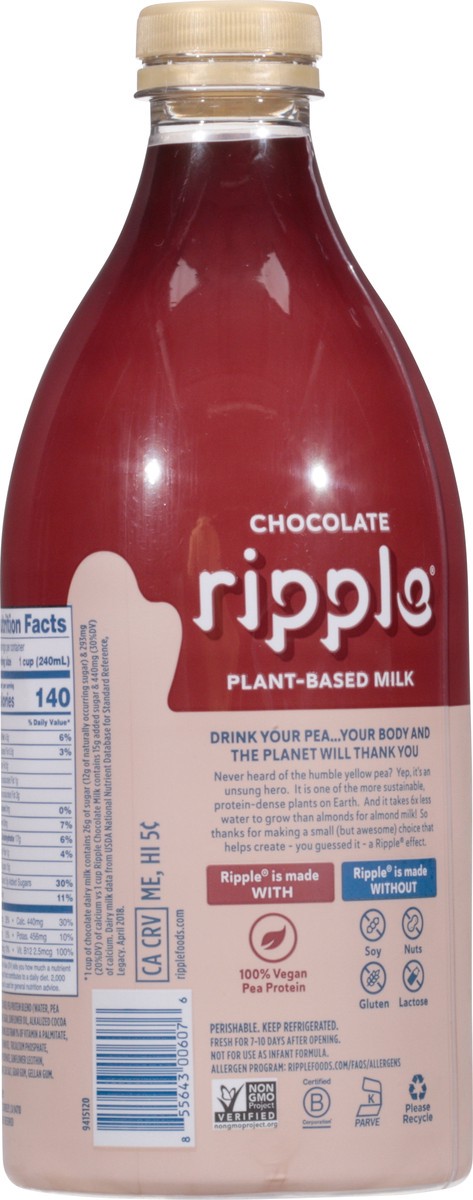 slide 5 of 9, Ripple Dairy-Free Plant-Based Chocolate Milk 48 fl oz, 48 oz