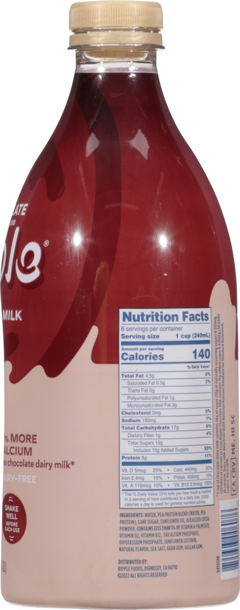 slide 8 of 9, Ripple Dairy-Free Plant-Based Chocolate Milk 48 fl oz, 48 oz