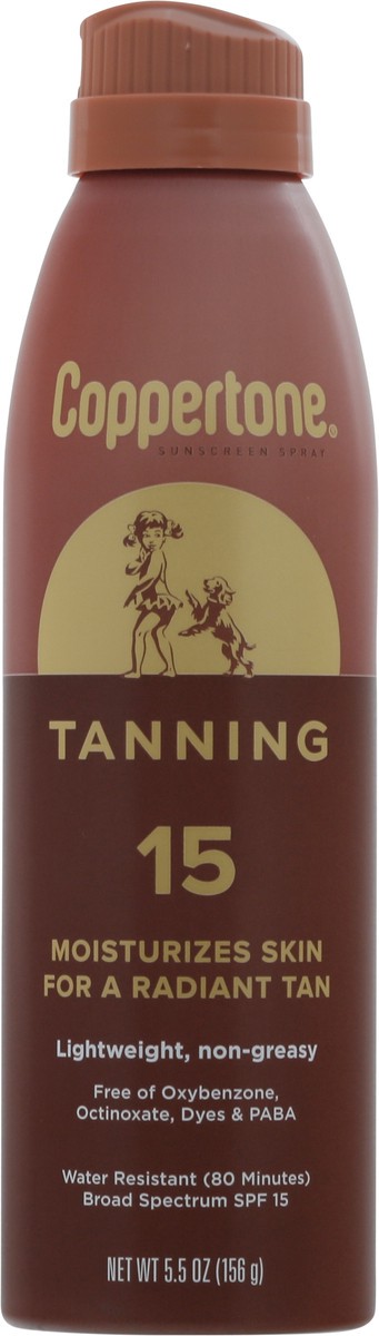 slide 9 of 9, Coppertone Broad Spectrum SPF 15 Tanning Sunscreen Spray 5.5 oz, 5.5 oz