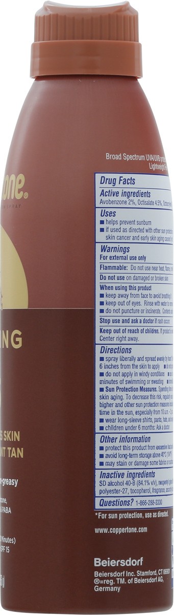 slide 2 of 9, Coppertone Broad Spectrum SPF 15 Tanning Sunscreen Spray 5.5 oz, 5.5 oz