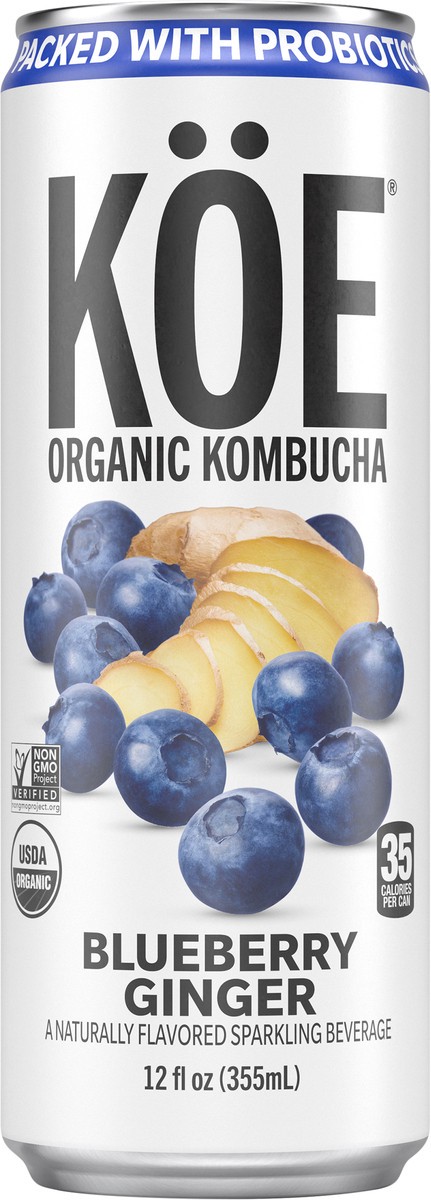 slide 2 of 6, KÖE Organic Blueberry Ginger Kombucha - 12 fl oz, 12 fl oz