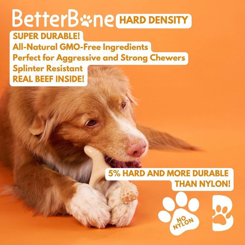 slide 2 of 7, BetterBone Hard Beef Nylon Free Dog Bone Chew Toy - S, 1 ct