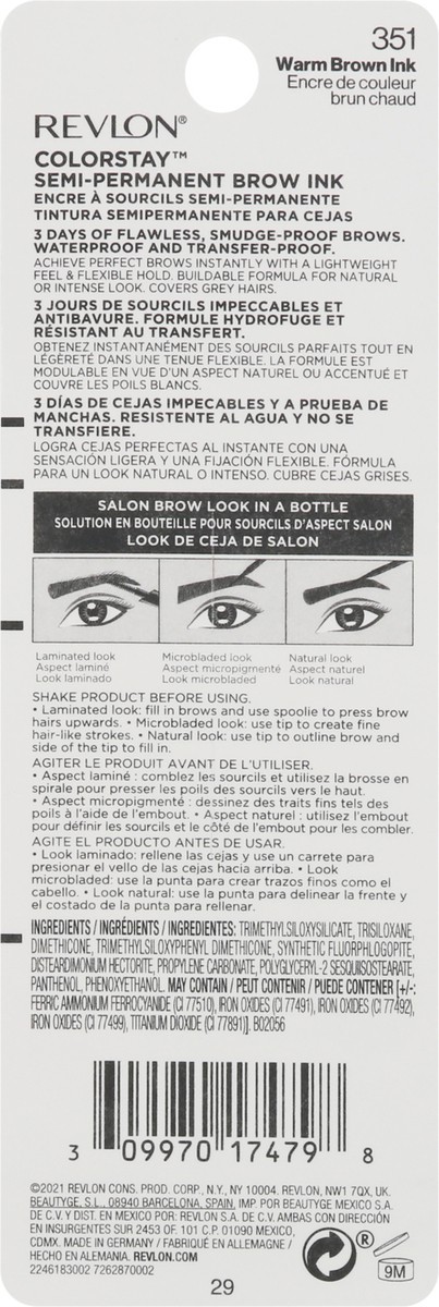 slide 8 of 9, Colorstay Semi-Permanent Brow Ink, Warm Brown, 1 ct