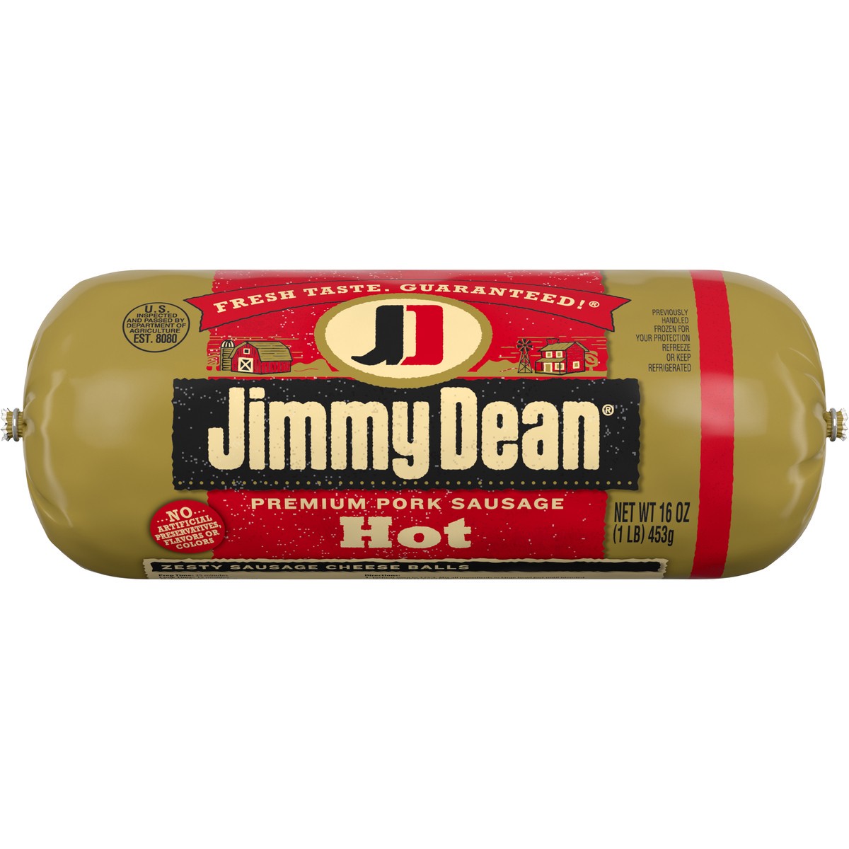 slide 5 of 5, Jimmy Dean Premium Pork Hot Breakfast Sausage Roll, 16 oz, 16 oz