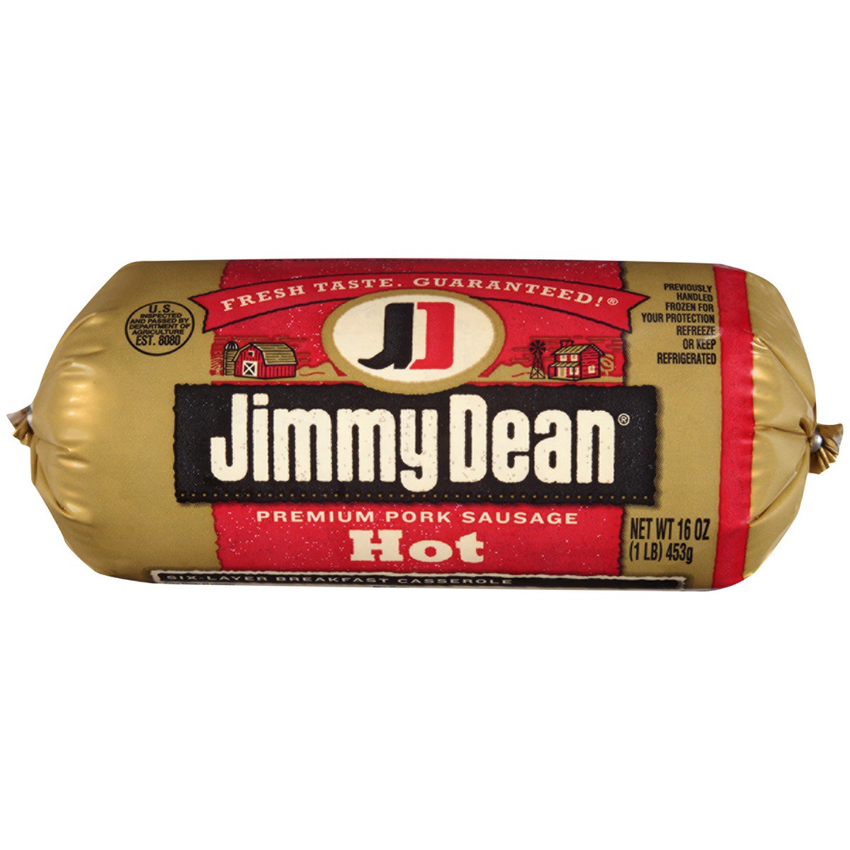 slide 1 of 5, Jimmy Dean Premium Pork Hot Breakfast Sausage Roll, 16 oz, 453.59 g