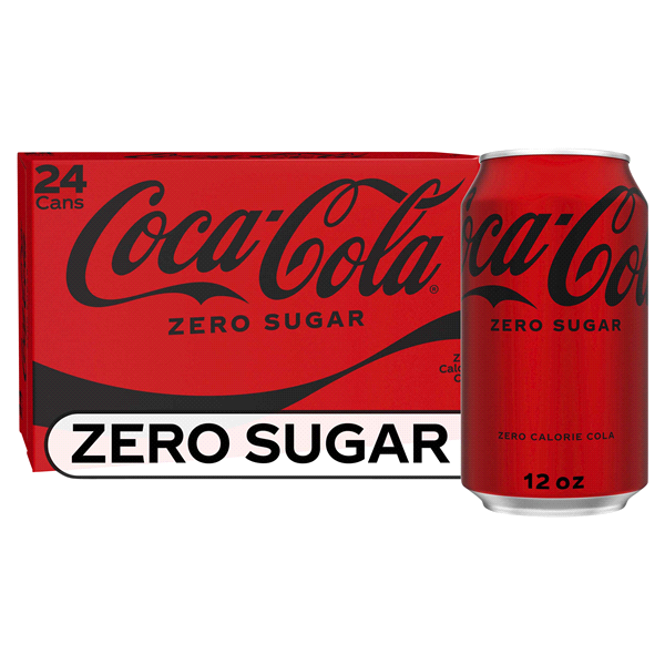 slide 10 of 13, Coca-Cola Coke Zero Sugar Diet Soda Soft Drink, 12 fl oz, 24 Pack, 24 ct; 12 oz