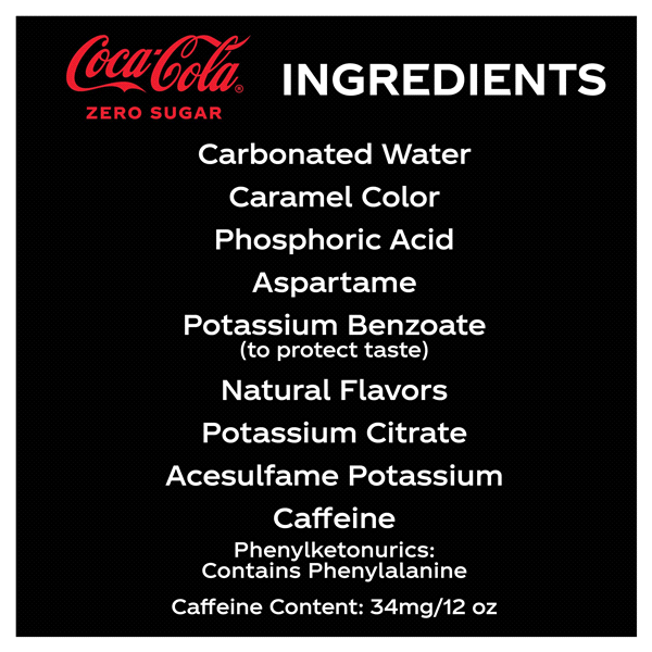 slide 13 of 13, Coca-Cola Coke Zero Sugar Diet Soda Soft Drink, 12 fl oz, 24 Pack, 24 ct; 12 oz