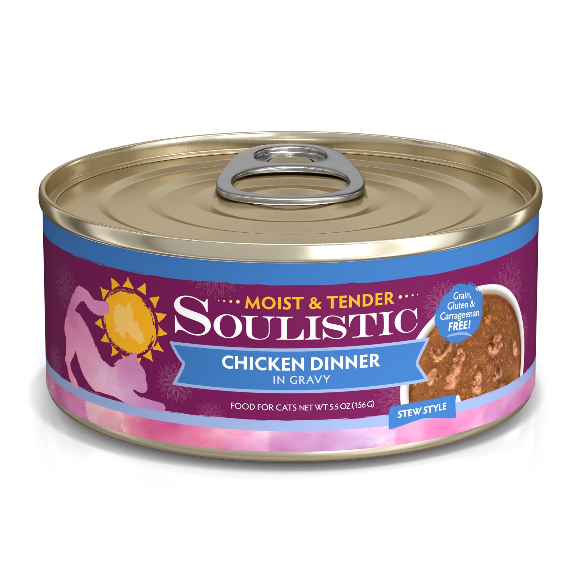 slide 1 of 1, Soulistic Moist & Tender Chicken Dinner Adult Canned Cat Food in Gravy, 5.5 oz