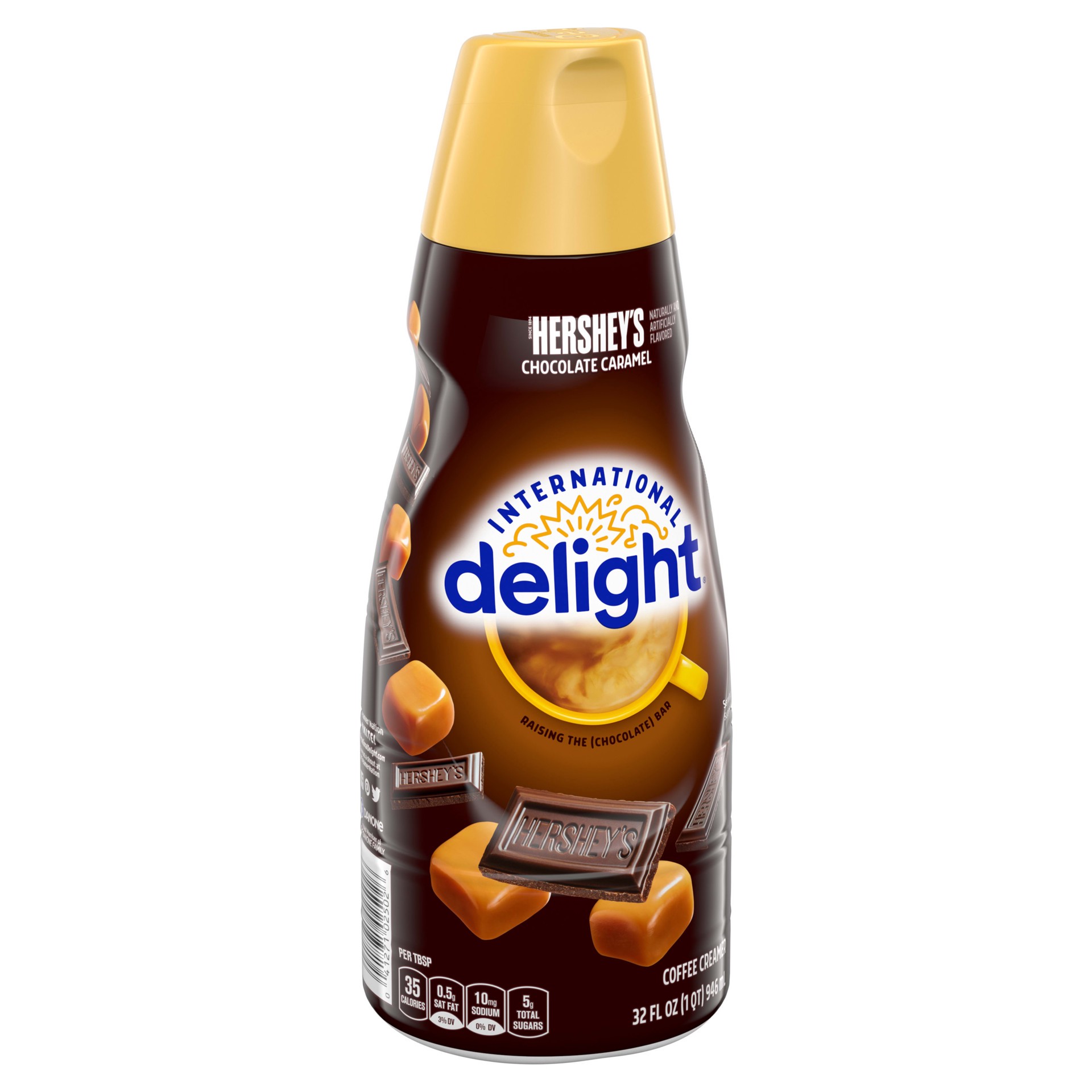 slide 3 of 5, International Delight Coffee Creamer, HERSHEY'S Chocolate Caramel, 32 oz., 