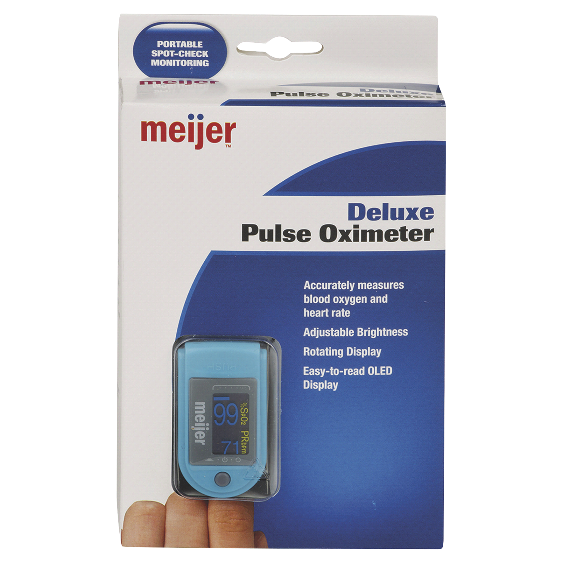 slide 1 of 1, Meijer Deluxe Pulse Oximeter, 1 ct