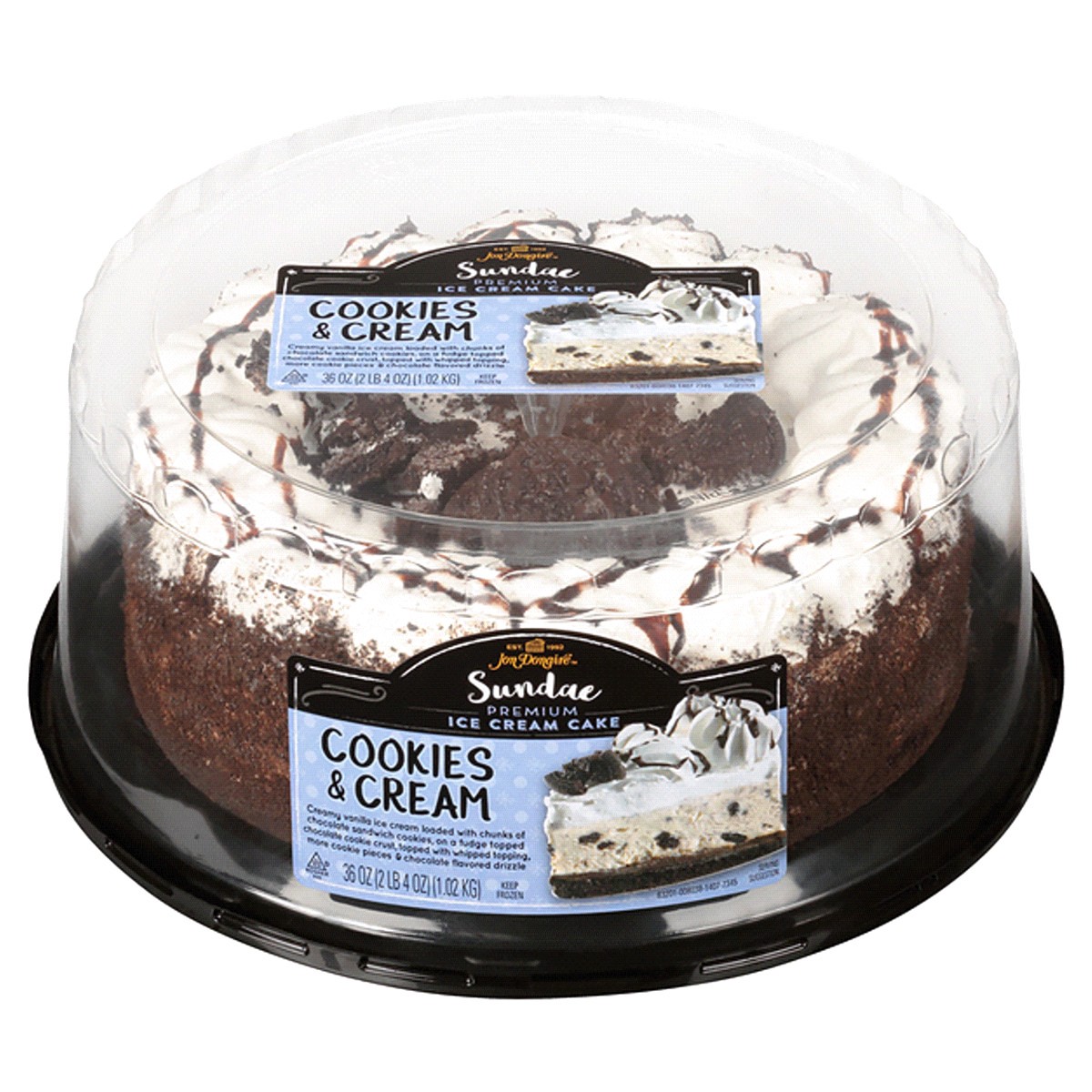 slide 1 of 17, Jon Donaire Ice Cream Cake, Cookies & Cream, 36 oz, 8", 36 oz