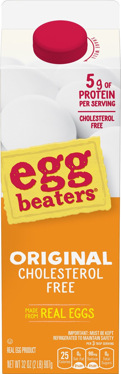 slide 2 of 5, EGG BEATERS Real Egg Product, No Cholesterol, No Fat, Real Eggs, 32 oz., 32 oz