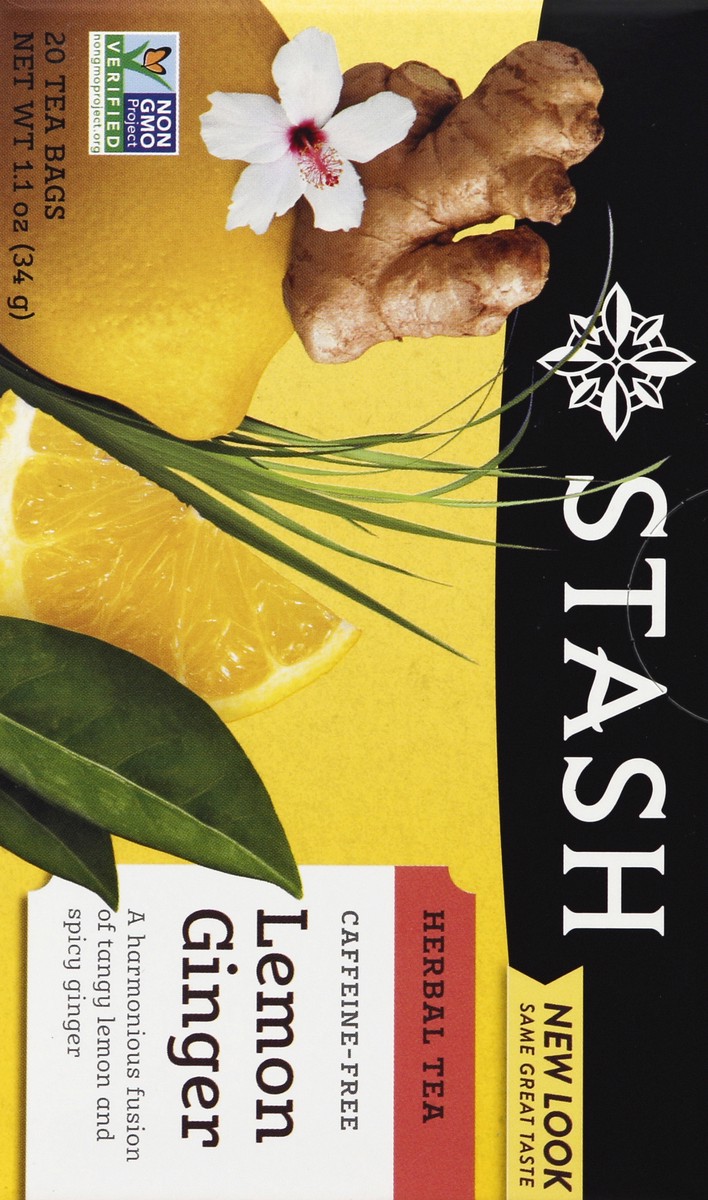 slide 3 of 5, Stash Tea Bags Caffeine-Free Lemon Ginger Herbal Tea - 20 ct, 20 ct