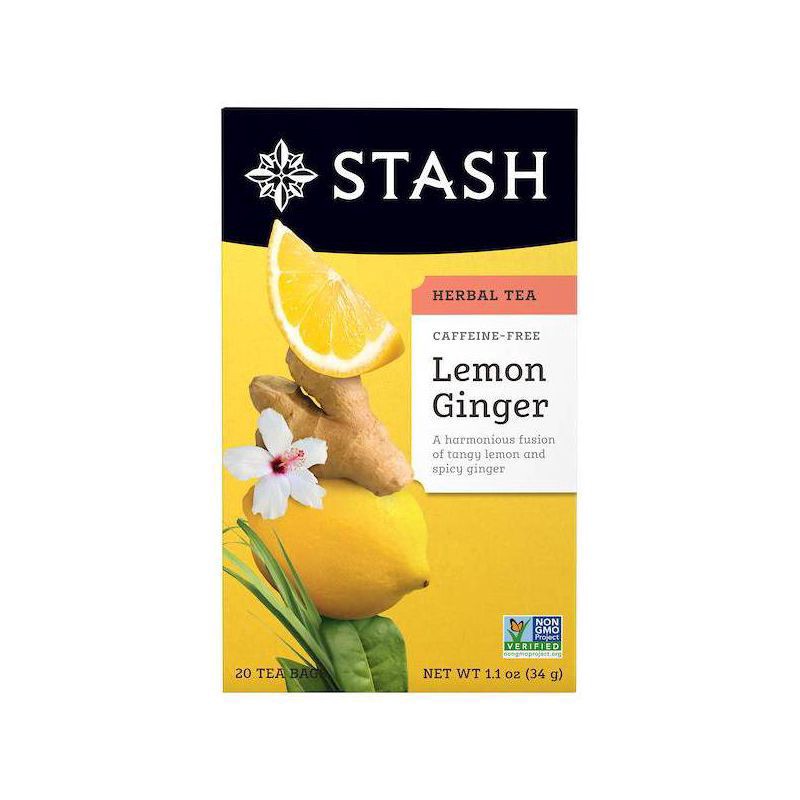 slide 1 of 5, Stash Tea Bags Caffeine-Free Lemon Ginger Herbal Tea - 20 ct, 20 ct