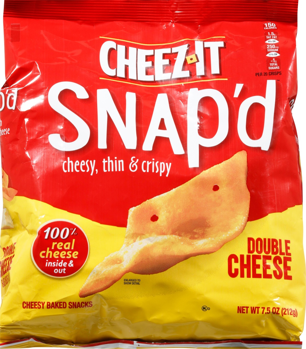 slide 10 of 11, Cheez-It Cheese Cracker Chips, Thin Crisps, Lunch Snacks, Double Cheese, 7.5 oz