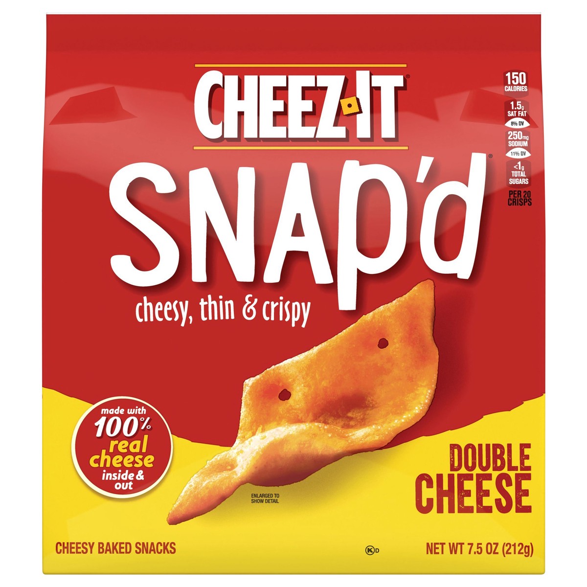 slide 1 of 5, Cheez-It Snap'd Cheese Cracker Chips, Double Cheese, 7.5 oz, 7.5 oz