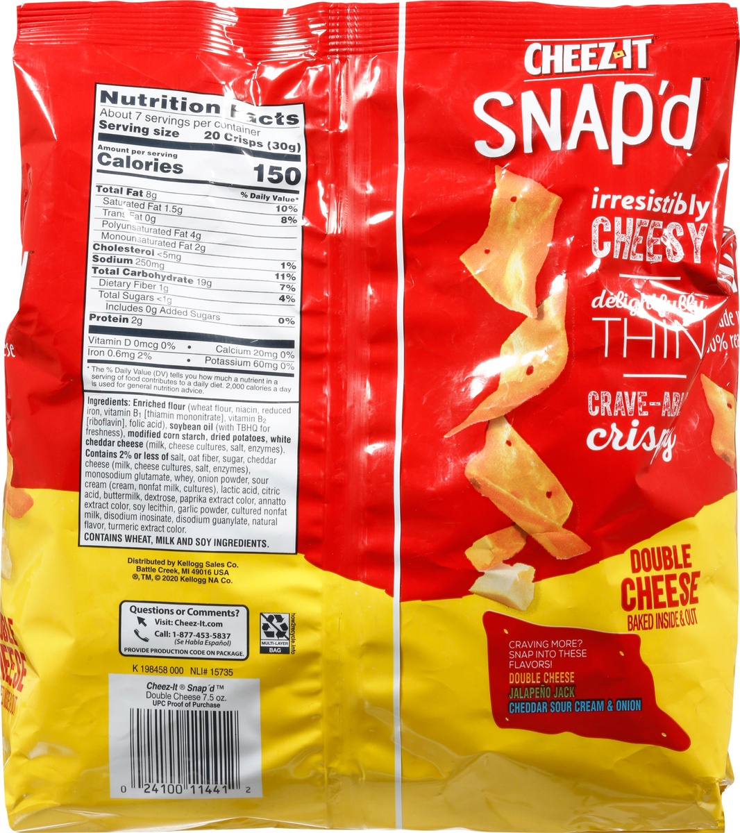 slide 2 of 11, Cheez-It Cheese Cracker Chips, Thin Crisps, Lunch Snacks, Double Cheese, 7.5 oz