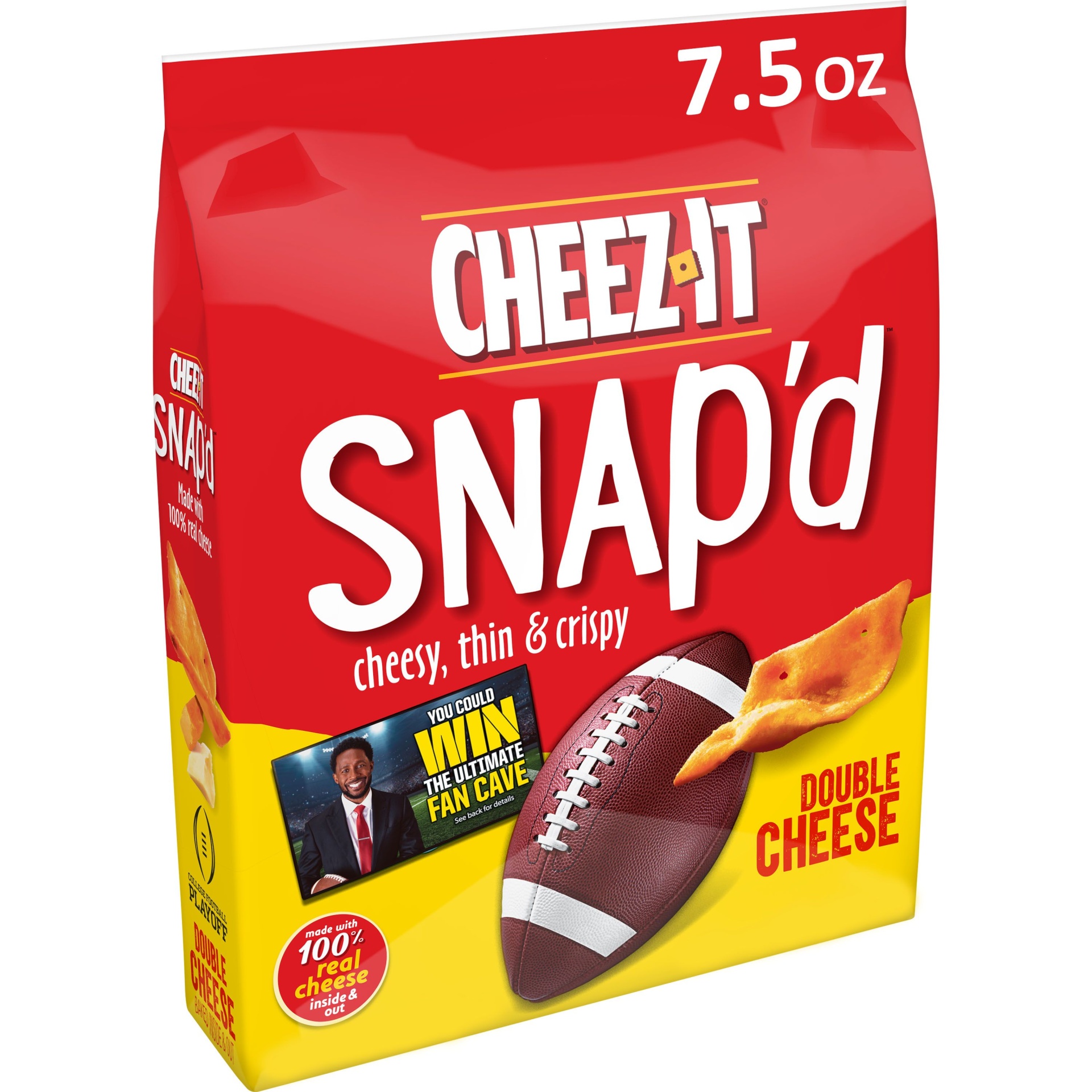 slide 1 of 7, Cheez-It Cheese Cracker Chips, Thin Crisps, Lunch Snacks, Double Cheese, 7.5 oz