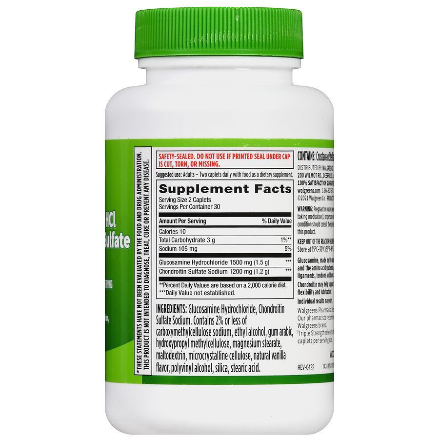 slide 5 of 5, Walgreens Triple Strength Glucosamine Chondroitin Sulfate, 60 ct